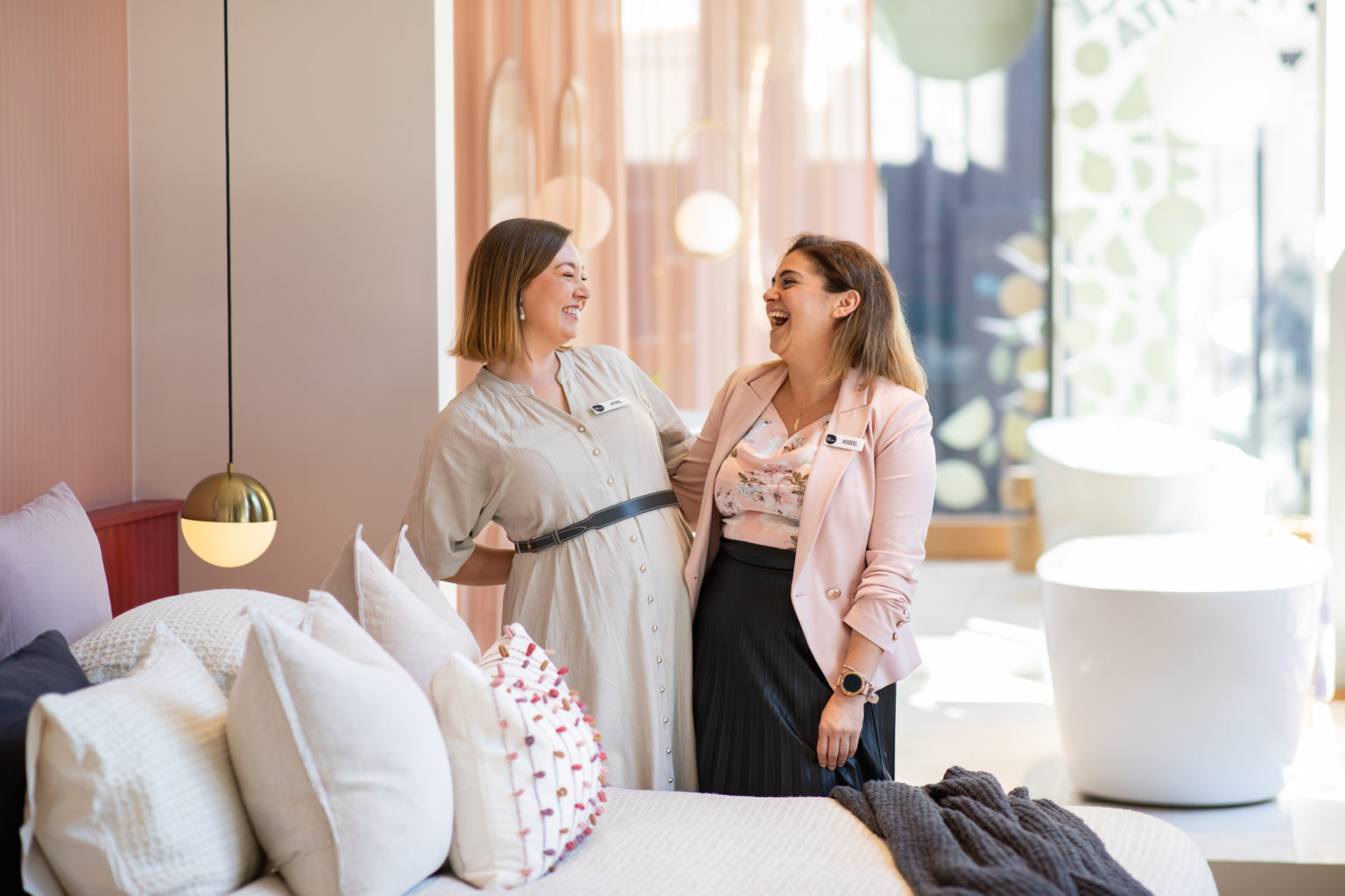 Our team creating the bedroom display